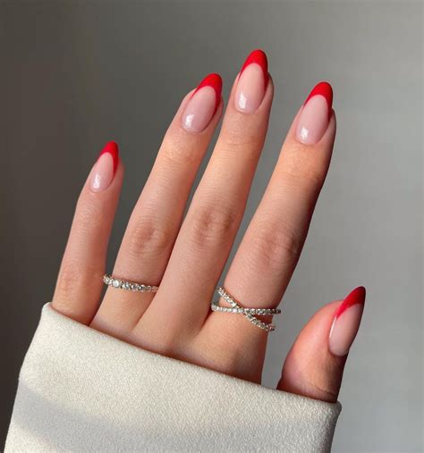 red french tip nails|cute red french tip nails.